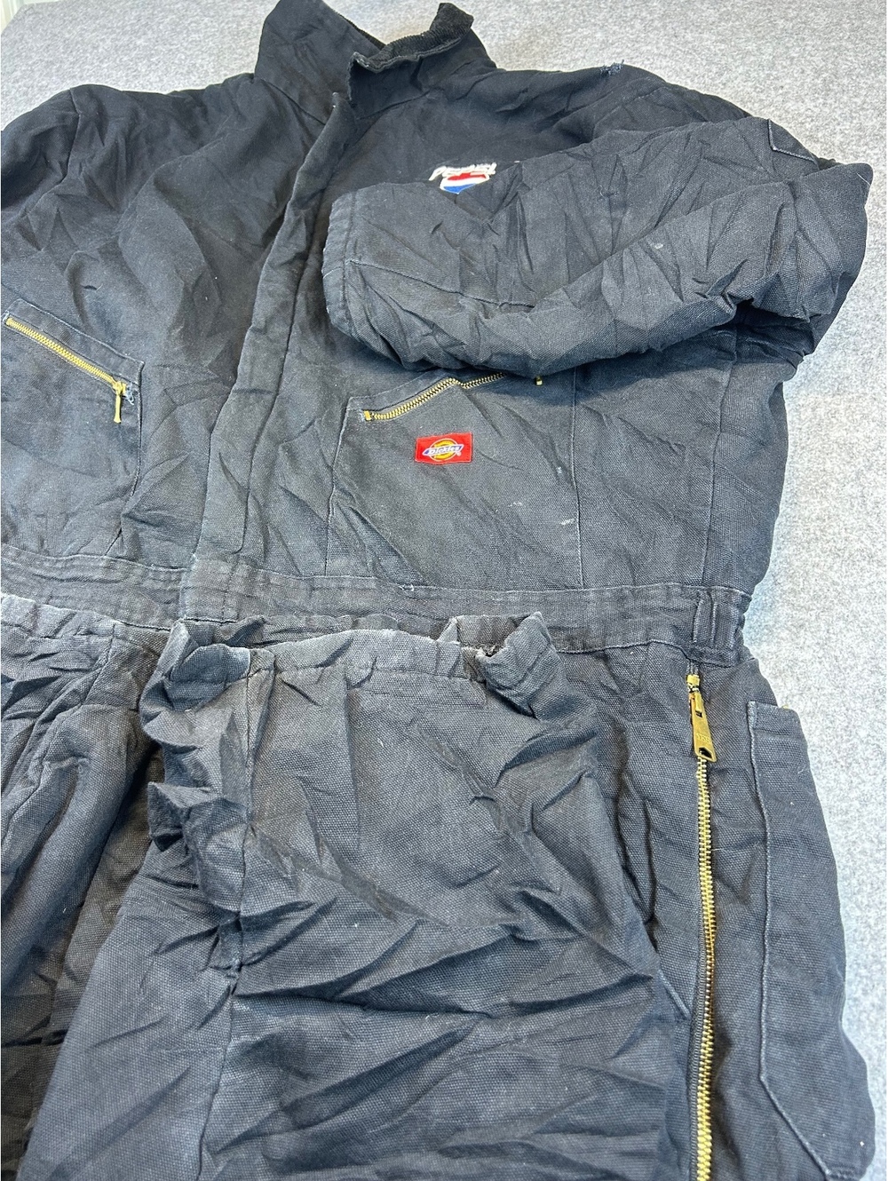 Dickies Mens Insulated Coveralls Size XXL Regular Pepsi Zipping Legs Duck Canvas